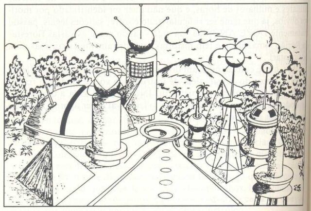 ilustraçãoo da cidade futurista do ano 3000