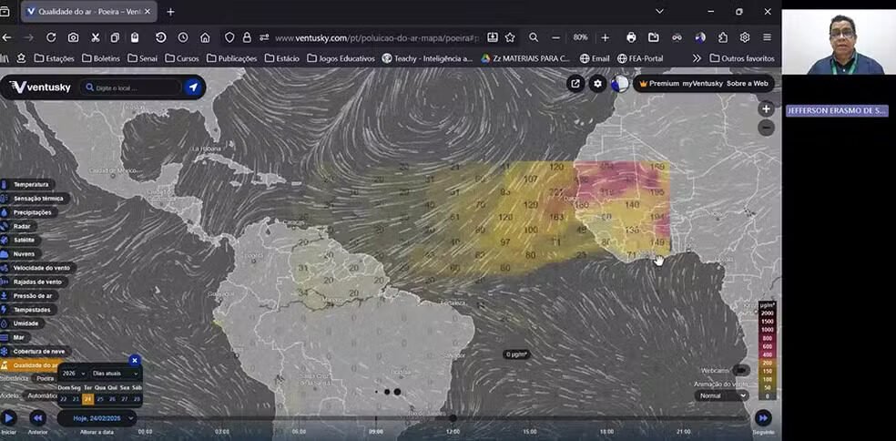 Meteorologista explicou que a poeira do deserto do Saara passa todo os anos pela América do Sul. Foto: Jeferson Vilhena
